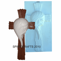 WOODEN CROSS AND JESUS PLASTER MOLD (19" HT)