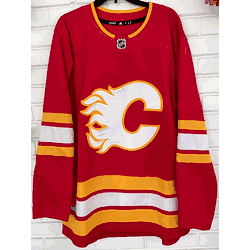adidas Calgary Flames Primegreen Home Mens Authentic Jersey, Size 52/Large (Flaw, read description)