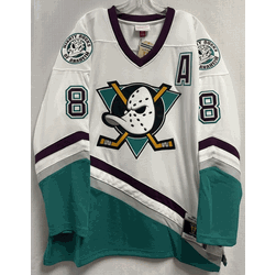 Mitchell & Ness Teemu Selanne White Anaheim Ducks 1996/97 Power Play Jersey, Size XL (Flaw, read description)