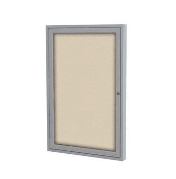 1 Door Fabric Bulletin Board with Frame, 24"H x 18"W, Beige - Click to enlarge