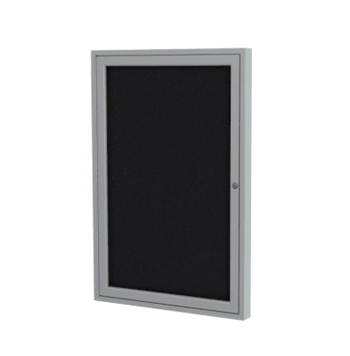1 Door Fabric Bulletin Board with Frame, 3'H x 2'W, Black - Click to enlarge