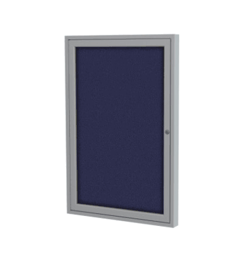 1 Door Fabric Bulletin Board with Frame, 3'H x 3'W, Blue - Click to enlarge
