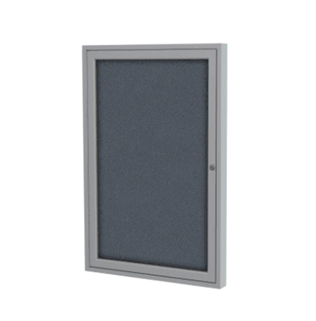1 Door Fabric Bulletin Board with Frame, 3'H x 3'W, Gray - Click to enlarge