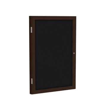 1 Door Fabric Bulletin Board with Walnut Wood Frame, 3'H x 2'W, Black - Click to enlarge