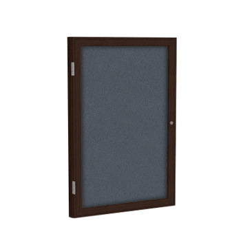 1 Door Fabric Bulletin Board with Walnut Wood Frame, 36"H x 30"W, Gray - Click to enlarge
