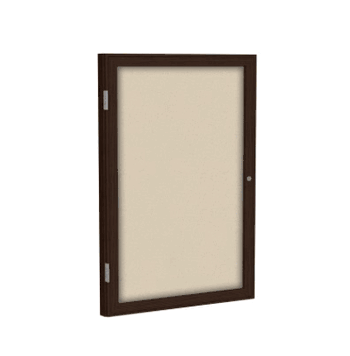 1 Door Fabric Bulletin Board with Walnut Wood Frame, 24"H x 18"W, Beige - Click to enlarge