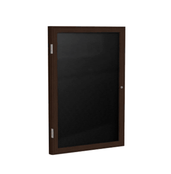 1 Door Letter Board with Walnut Wood Frame, 36"H x 30"W, Black - Click to enlarge
