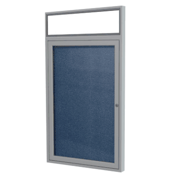 1 Door Lighted Vinyl Bulletin Board, 36"H x 30"W, Navy - Click to enlarge