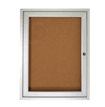 1 Door Natural Cork Bulletin Board with Satin Frame, 3'H x 3'W - Click to enlarge
