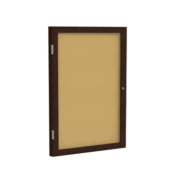 1 Door Natural Cork Bulletin Board with Walnut Wood Frame, 36"H x 30"W - Click to enlarge