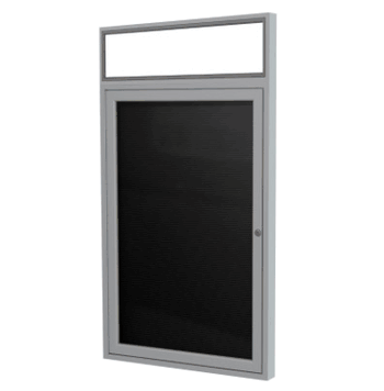 1 Door Outdoor Vinyl Letter Board with Satin or Dark Bronze Lighted Headliner Frame, 3'H x 2'W, Black - Click to enlarge