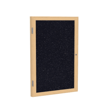 1 Door Recycled Rubber Bulletin Board with Oak Wood Frame, 24"H x 18"W, Confetti - Click to enlarge