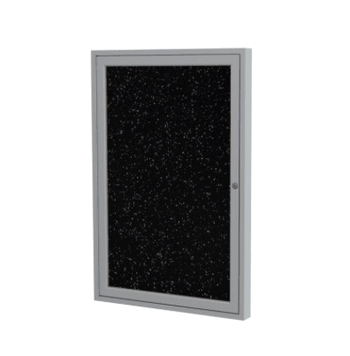 1 Door Recycled Rubber Bulletin Board with Satin Frame, 24"H x 18"W, Tan Speckled - Click to enlarge
