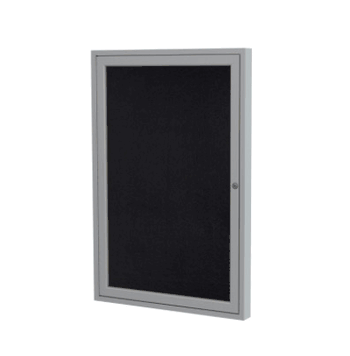 1 Door Recycled Rubber Bulletin Board with Satin Frame, 24"H x 18"W, Black - Click to enlarge