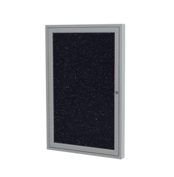 1 Door Recycled Rubber Bulletin Board with Satin Frame, 3'H x 2'W, Confetti - Click to enlarge