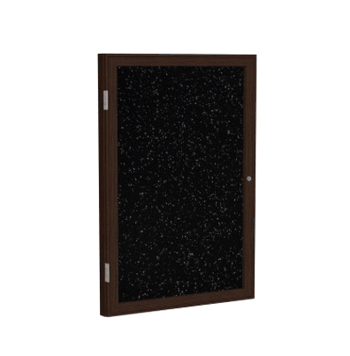 1 Door Recycled Rubber Bulletin Board with Walnut Wood Frame, 3'H x 2'W, Tan Speckled - Click to enlarge