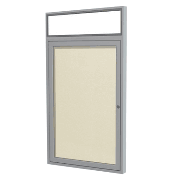 1 Door Lighted Vinyl Bulletin Board, 36"H x 30"W, Ivory - Click to enlarge