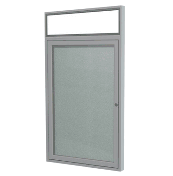 1 Door Lighted Vinyl Bulletin Board, 36"H x 30"W, Silver - Click to enlarge