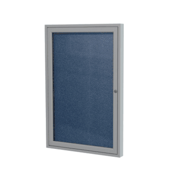 1 Door Vinyl Bulletin Board with Satin Frame, 36"H x 30"W, Navy - Click to enlarge