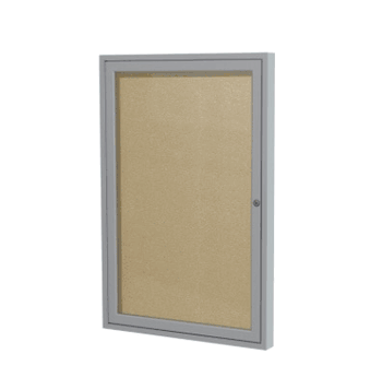 1 Door Vinyl Bulletin Board with Satin Frame, 3'H x 3'W, Caramel - Click to enlarge
