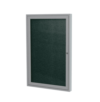 1 Door Vinyl Bulletin Board with Satin Frame, 3'H x 3'W, Ebony - Click to enlarge