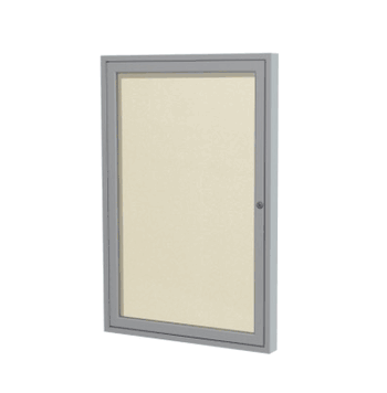 1 Door Vinyl Bulletin Board with Satin Frame, 3'H x 3'W, Ivory - Click to enlarge