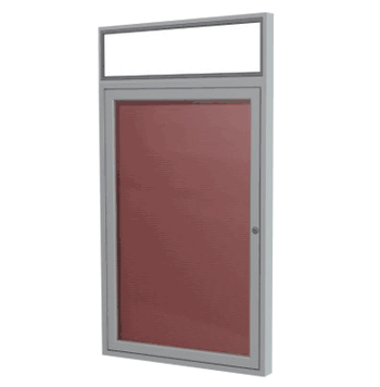1 Door Vinyl Letter Board with Satin or Dark Bronze Illuminated Headliner Frame, 36"H x 30"W, Burgundy - Click to enlarge