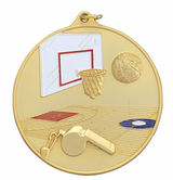 2 1/2" Basketball Medal with Neck Ribbon