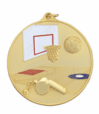 2 1/2" Medal - Basketball Design with Neck Ribbon
