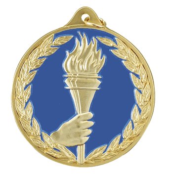 2 1/2" Medals - Achievement Torch Design with Neck Ribbon - Click to enlarge