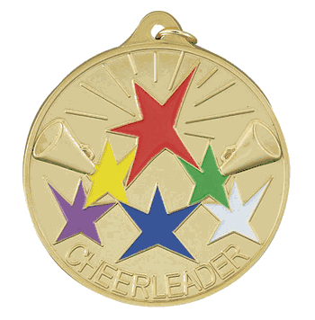 2 1/2" Medals - Cheerleader Design with Neck Ribbon - Click to enlarge