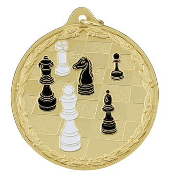 2 1/2" Medals - Chess Design with Neck Ribbon - Click to enlarge