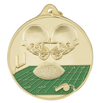 2 1/2" Medals - Football Design with Neck Ribbon - Click to enlarge