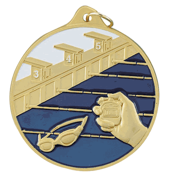 2 1/2" Medals - Swimming Design with Neck Ribbon - Click to enlarge