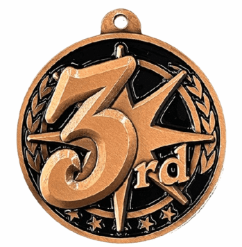 2 1/4" Antique Bronze 3rd Place Medal - Click to enlarge
