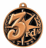 2 1/4" Antique Bronze 3rd Place Medal