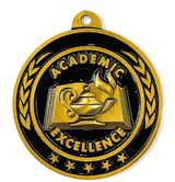 2 1/4" Classic Antique Gold Medal: Academic Excellence