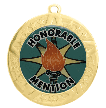 2 3/4" T-Series Medal with Gold Frame: Honorable - Click to enlarge