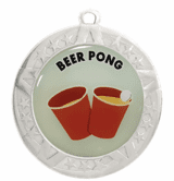 Beer Pong Award Medal - Silver Frame, 2 3/4"