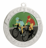 Silver Cycling Award Medal, 2 3/4"