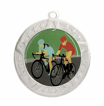 Silver Cycling Award Medal, 2 3/4" - Click to enlarge