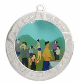 Family Reunion Award Medal - Silver Frame, 2 3/4"
