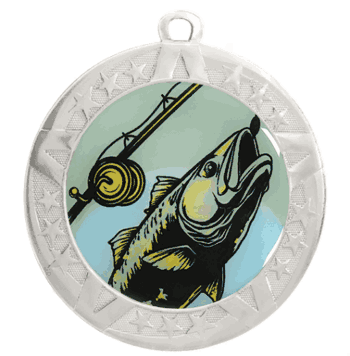 2 3/4" Silver Frame Medal: Fishing - Click to enlarge