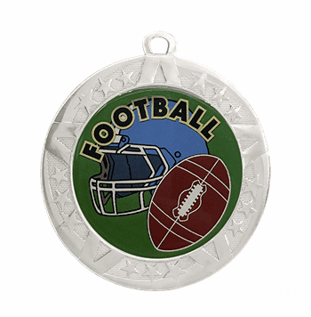 Football Medal - Silver Frame, 2 3/4" - Click to enlarge