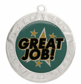 Great Job Award Medal - Silver Frame, 2 3/4"