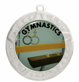 Gymnastics Award Medal - Silver Frame, 2 3/4"