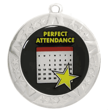 2 3/4" Silver Frame Medal: Perfect Attendance - Click to enlarge