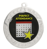 2 3/4" Silver Frame Medal: Perfect Attendance