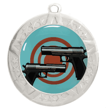 2 3/4" Silver Frame Medal: Pistols - Click to enlarge