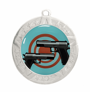 Pistols Award Medal - Silver Frame, 2 3/4" - Click to enlarge